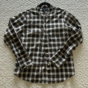 Nili Lotan  cotton check woven with mandarin collar